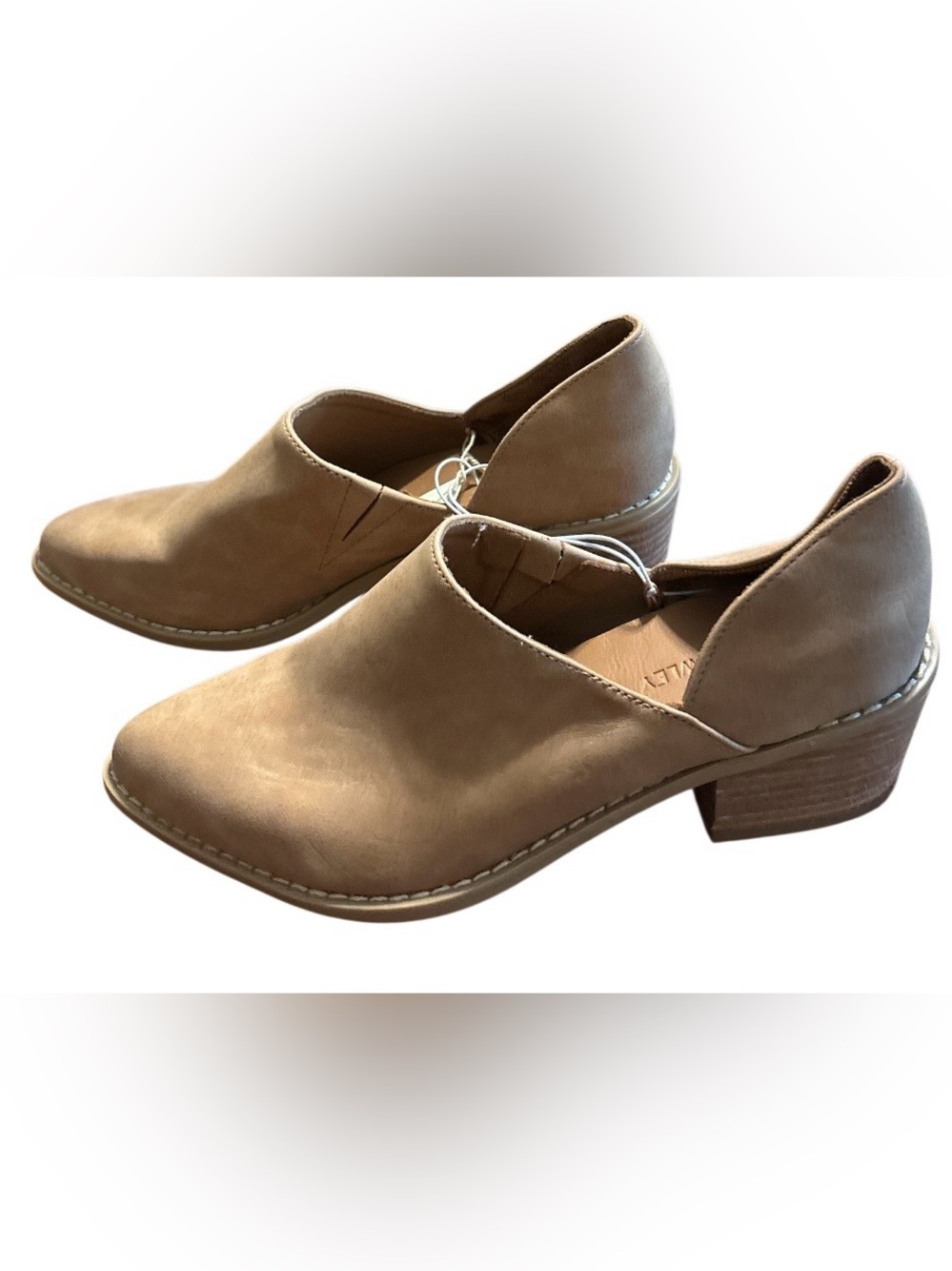 Cynthia Rowley Eddie Lowcut Tan Leather Slip-On D'Orsay Style Ankle Booties